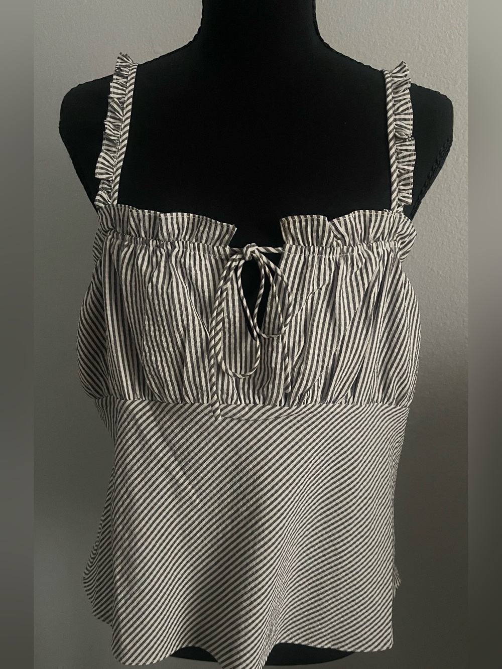 Wayf White and Black Striped Camisole Tank Top